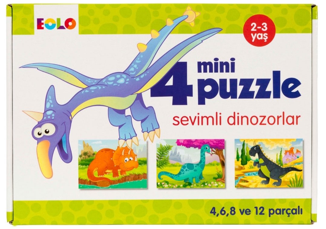 4 Mini Puzzle - Sevimli Dinozorlar
