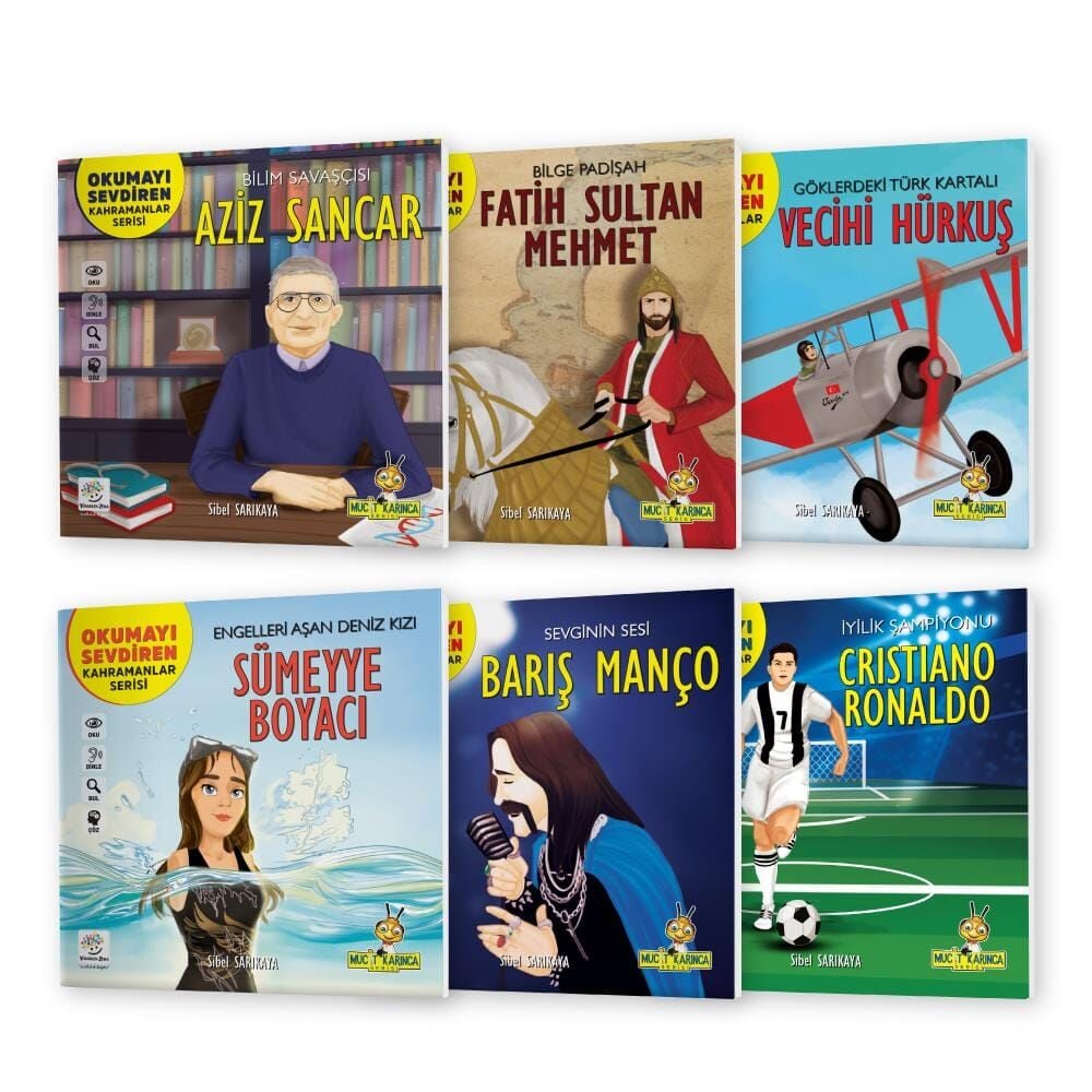 Çocuklara Okumayı Sevdiren Kahramanlar Seti (Toplam 6 Kahraman Hikayesi; OKU, DİNLE, BUL, ÇÖZ Dikkat Geliştirme Etkinlikleri, Sesli Kitaplar)