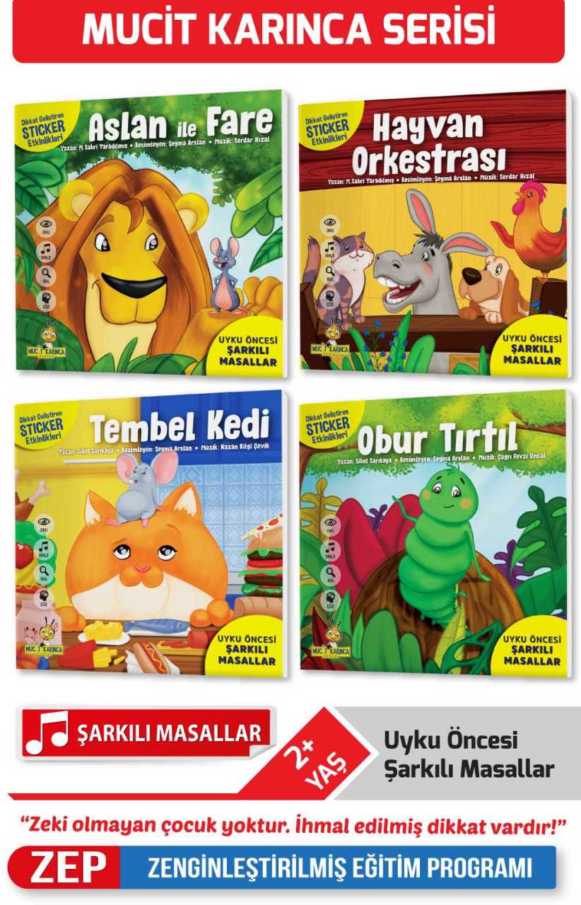 2+ Yaş Uyku Öncesi Şarkılı Masallar Serisi ( Dikkat Geliştiren Sticker Bulmacalar- Konuşma Becerisi Destekli)
