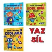 3-6 Yaş Dikkat Geliştiren Kodlama Kitabım Serisi YAZ-SİL (İnce Motor Becerileri, Dikkat Geliştirme, Yer Yön Kavramı, Matematiksel Beceriler)