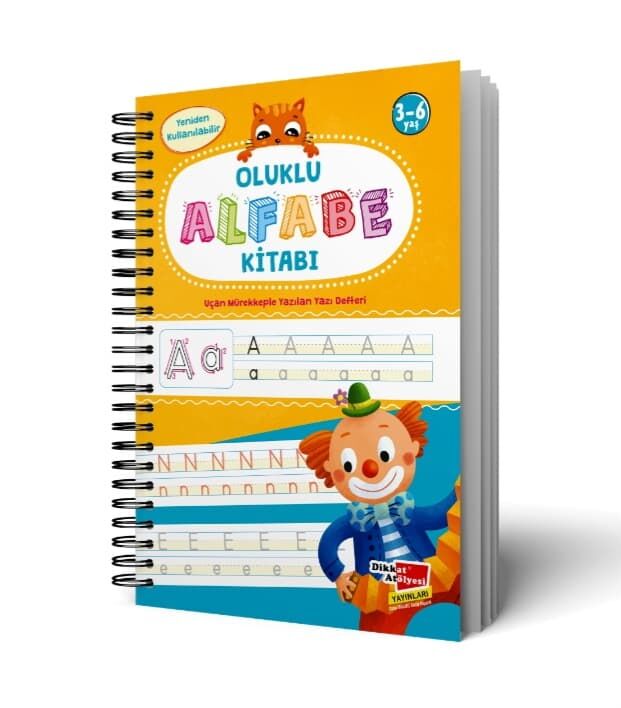 Harfleri Yazmayı Kolayca Öğreten Kitap | Sihirli Uçan Kalemli Oluklu (Kabartmalı) Alfabe Kitabı
