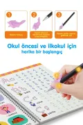 Harfleri ve Sayıları Yazmayı Kolayca Öğreten Kitap | Sihirli Uçan Kalemli Oluklu (kabartmalı) Kitap